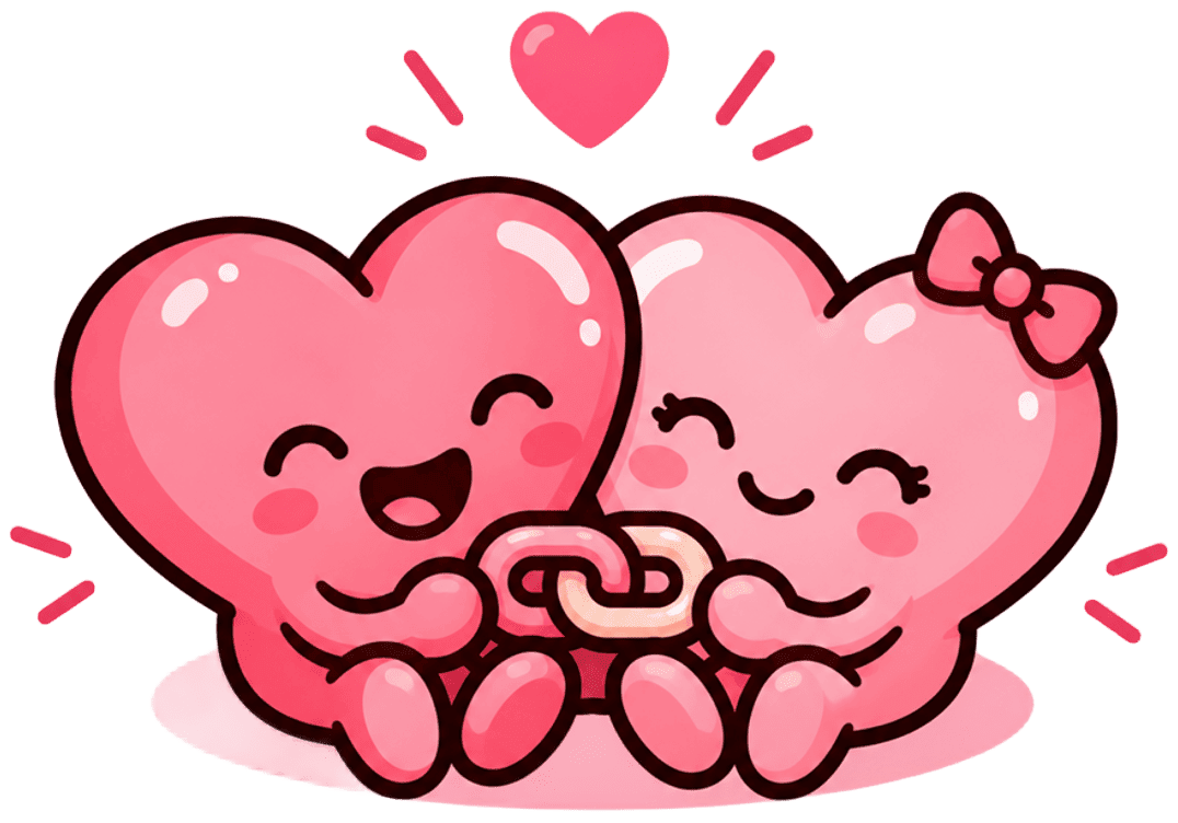 Two hearts happily linked together